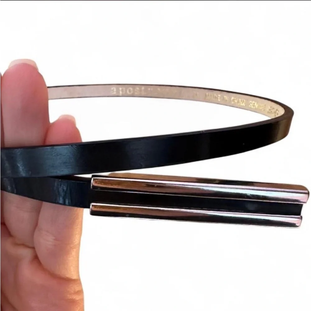 Apostrophe Black and Silver Women's Belt - Picture 3 of 5
